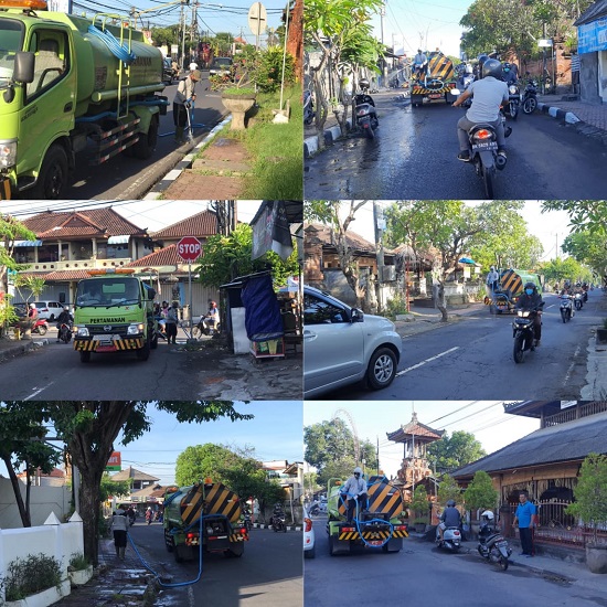 PENYEMPROTAN MASSAL CEGAH COVID-19 DI WILAYAH KELURAHAN KESIMAN BERSAMA DINAS PERKIM KOTA DENPASAR
